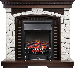Каминокомплект Royal Flame Glasgow очаг Fobos FX Black темный дуб/белый Royal Flame Glasgow очаг Fobos FX Black темный дуб/белый