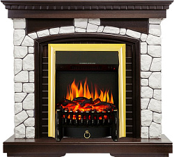 Каминокомплект Royal Flame Glasgow очаг Fobos FX Brass темный дуб/белый Royal Flame Glasgow очаг Fobos FX Brass темный дуб/белый
